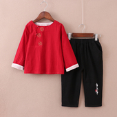 男孩春季 儿童古装 抓周岁礼服男宝宝改良 中国风唐装 男童汉服春秋款