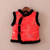 儿童拜年服 加绒马甲加厚背心外套新年装 汉服男女童冬款 中国风唐装