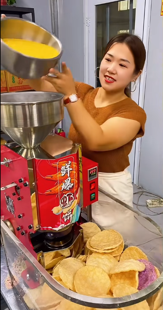 鲜爆虾饼机压片机夜市虾片机商用摆摊膨化机虾片机流动创业虾饼机