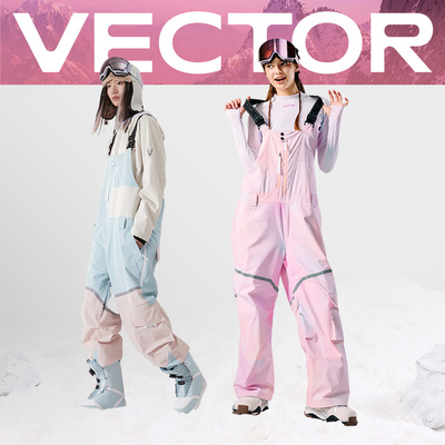 VECTOR背带裤滑雪裤豹纹撞色拼接