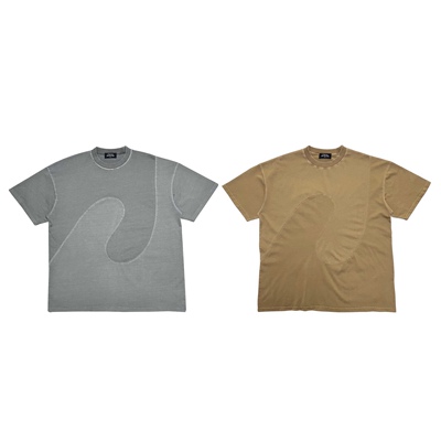 渐变拼接水洗蜡染vintage短袖