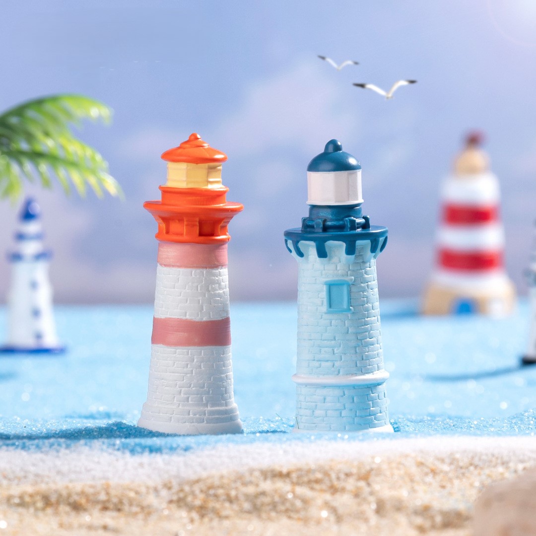 微景观地中海蓝色灯塔沙滩造景
