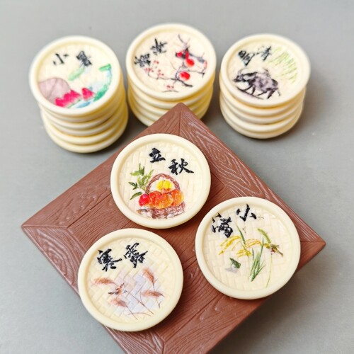 仿真中秋二十四节气食玩盘子摆件