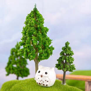 苔藓微景观仿真树创意塑料树花摆件房子模型别墅仿真花草配件饰品