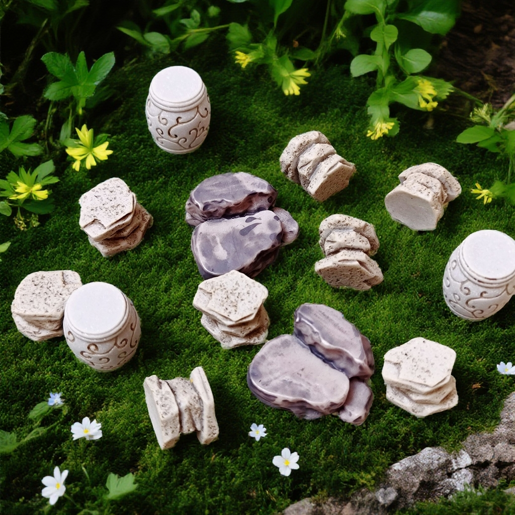 微景观仿真微缩迷你小石凳石块