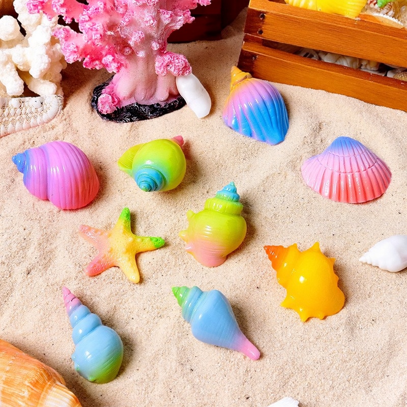 微景观仿真七彩贝壳海螺海星摆件