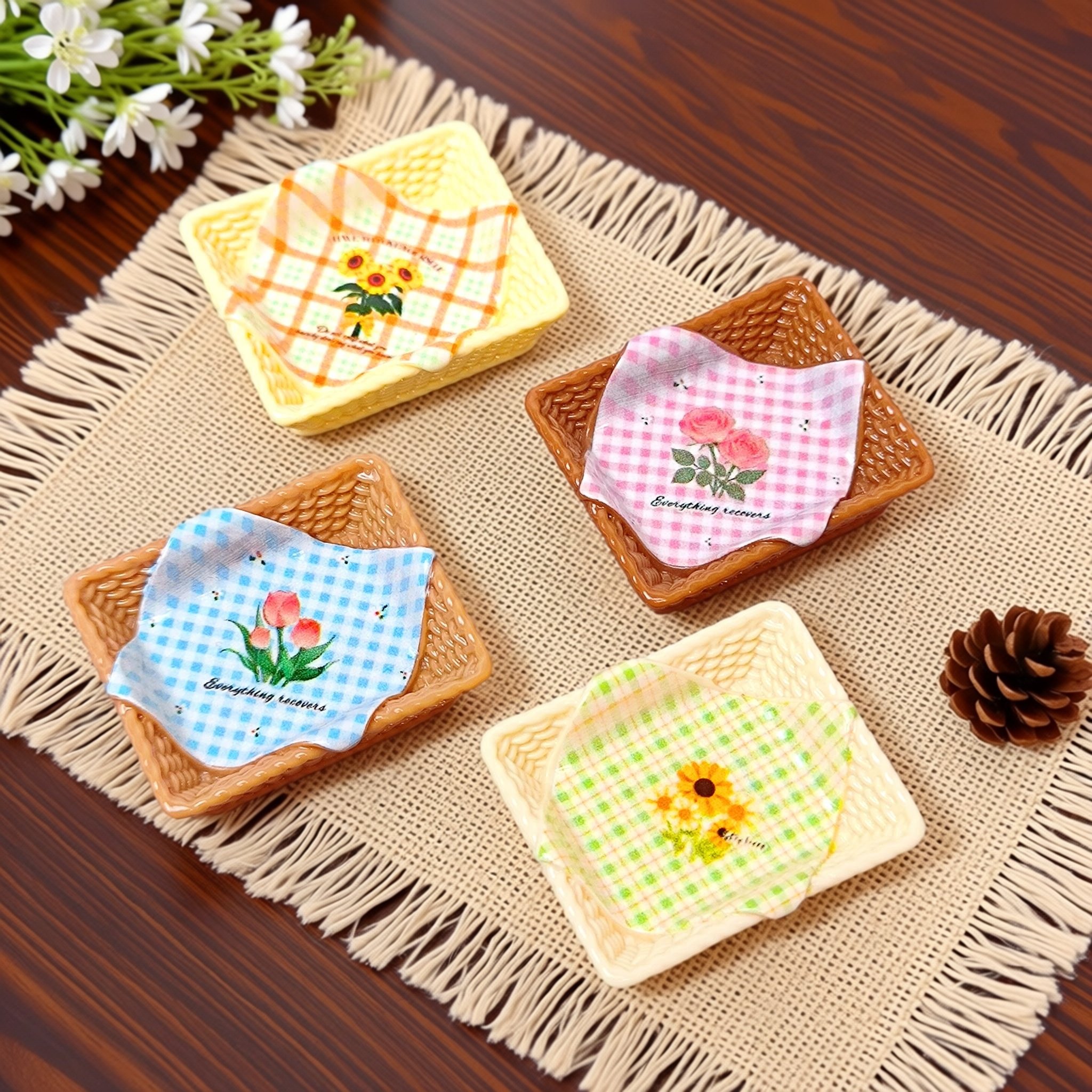 仿真微缩花朵格子编织筐野餐篮 娃娃屋diy场景奶油胶手工树脂配件,玩具/童车/益智/积木/模型,奶油胶/树脂DIY配件,淘宝优惠券,粉丝福利购,淘宝优惠卷