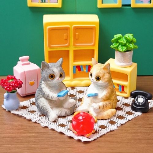 仿真橘猫灰猫公仔桌面车载小摆件