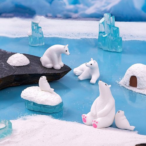 微景观创意冰川北极熊汽车小摆件