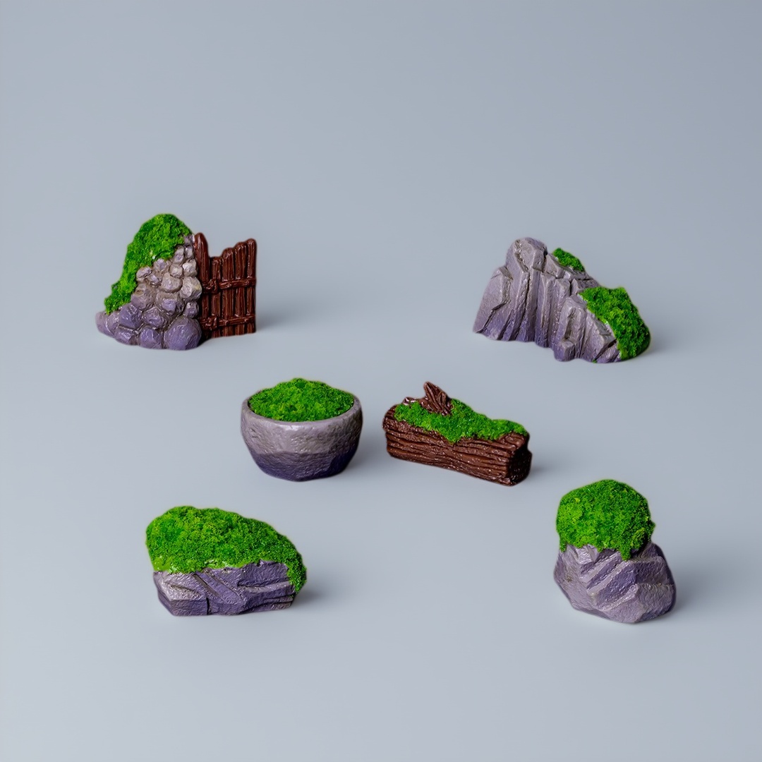 微景创意仿真假山苔藓石堆门摆件