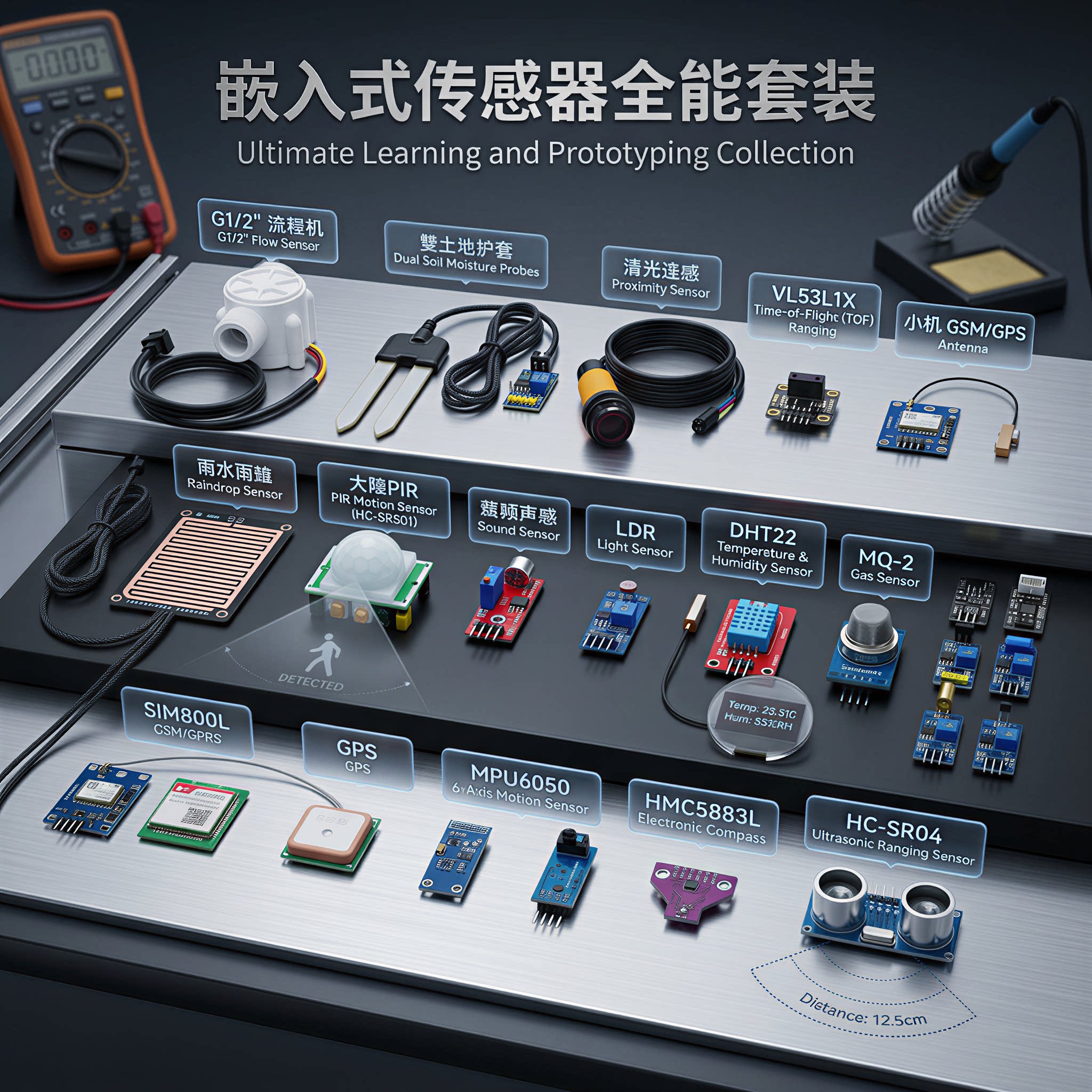 常见传感器配件ESP32、STMP32、51单片机、Arduino开发 配套教程