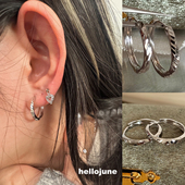hellojune 通体925银 亮闪切面耳圈