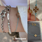 hellojune 金色十字蓝色手绳