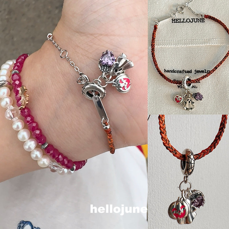 hellojune 手工系列 万圣南瓜 橘色混线编织手绳,饰品/流行首饰/时尚饰品新,银饰手链,淘宝优惠券,粉丝福利购,淘宝优惠卷