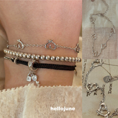 hellojune 925银 镂空爱心排列细手链