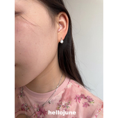 925纯银 闪耀大圆钻 帖耳小圆圈 hellojune 挂耳式 耳环耳圈