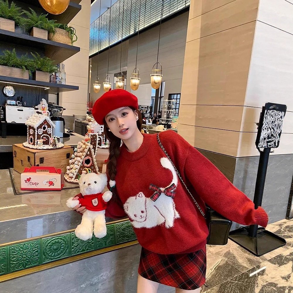 日韩圆领毛衣少女秋冬装2025新款初中高中学生日系可爱内搭打底针