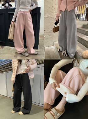 日韩im向 团宠年糕裤 480G银狐绒复合松紧腰加绒裤子女冬保暖休闲