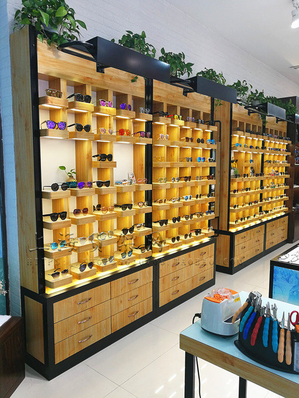 实木眼镜展柜高柜道具太阳镜低柜中岛商场高端展示柜壁柜造型柜