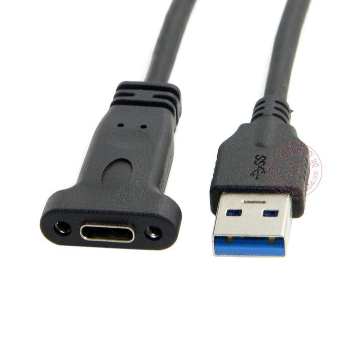 可固定带挡板type c母转USB3.0 A公线 type c公对母带螺丝延长线