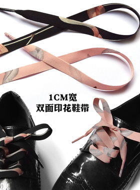 火烈鸟局部图案双面印花黑粉女款高帮休闲加长皮鞋鞋带可爱百搭订