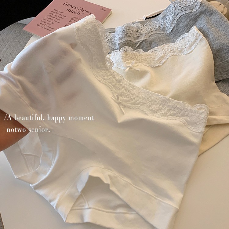 10A抑菌新疆长绒棉女士平角内裤纯棉全棉加长裆蕾丝边包臀内裤女