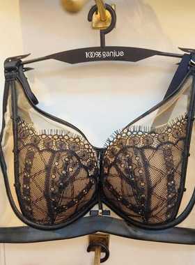 100%百分百黑色A杯中厚侧收聚拢无骨性感蕾丝透气文胸罩女1671
