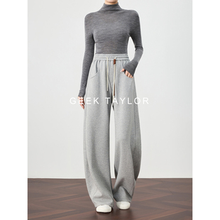 灰色运动裤 强烈推荐 女休闲弯刀裤 镰刀卫裤 GEEK 阔腿裤 TAYLOR