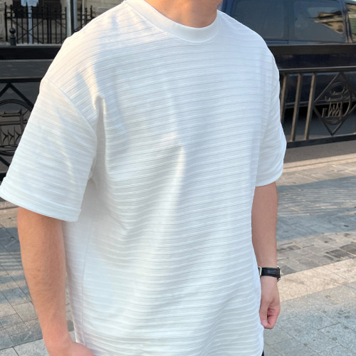 FFMR 2026夏季美式肌理感条纹廓形圆领T恤休闲宽松高级感短袖男