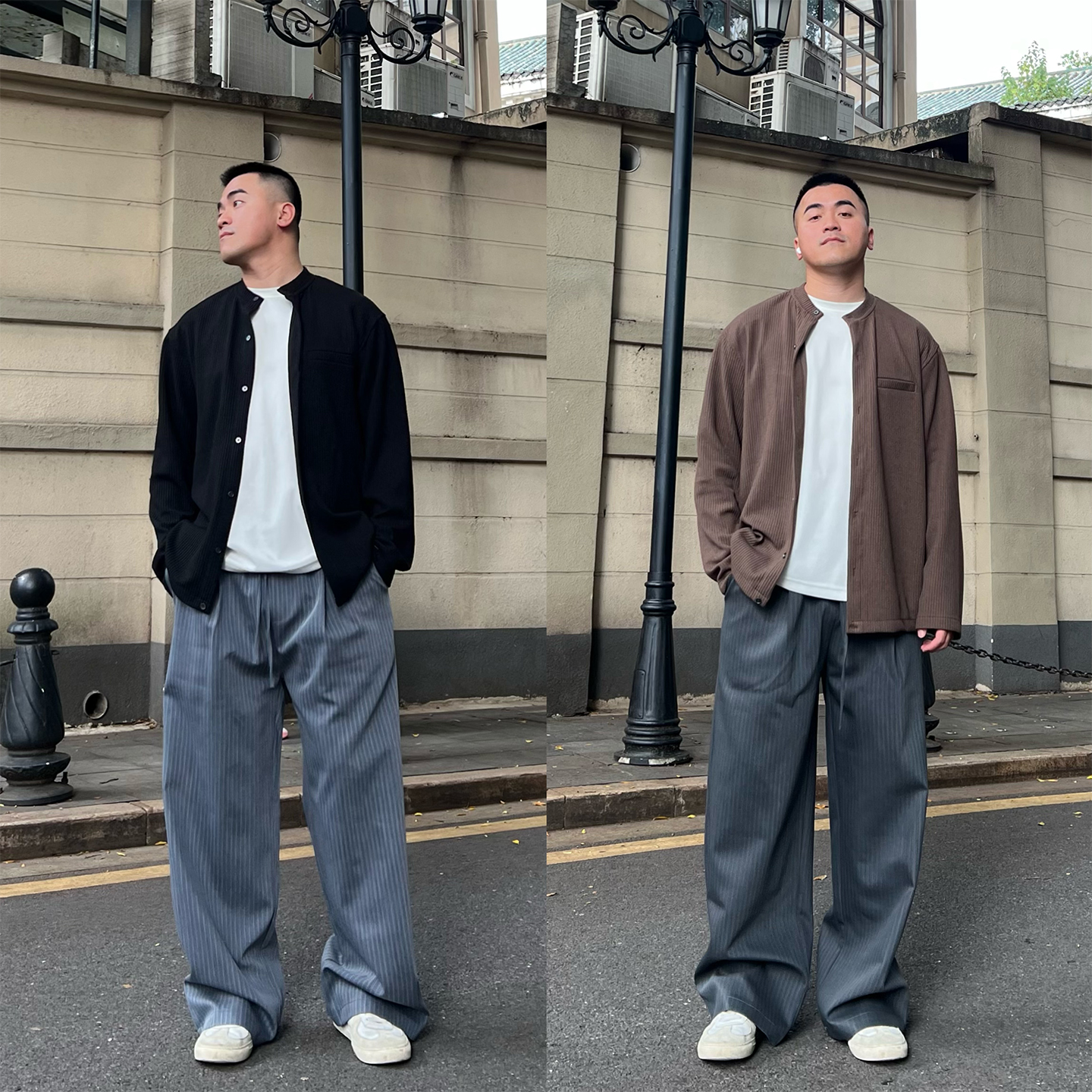 FFMR 「复古条纹 质感阔腿」2025秋冬宽松休闲阔腿裤直筒垂感西裤