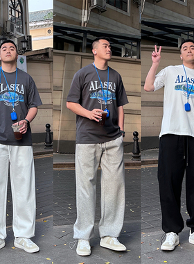 FFMR 纯色抽绳束脚灰色卫裤男夏季新款运动裤宽松垂感休闲长裤男