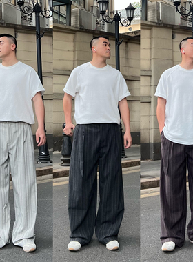 FFMR「可拆卸飘带休闲西裤」2026夏季港风垂感大码阔腿直筒裤子男