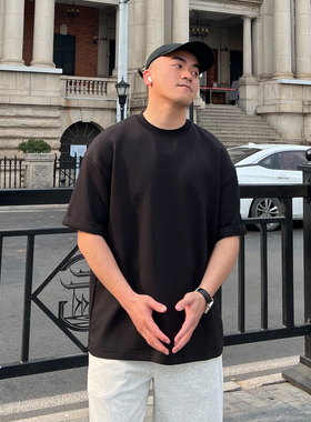 FFMR 2025夏季美式凉感透气空气棉圆领T恤小领口宽松纯白色短袖男