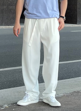 FFMR 垂感休闲裤男宽松直筒百搭白色裤子男潮流坠感男款系带长裤