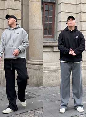 FFMR 加绒舒适灰色卫裤男款2024冬季宽松大码加厚直筒休闲裤子男