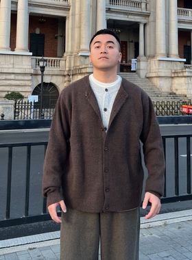 FFMR「自带层次感绵羊毛开衫」2025冬季假两件宽松针织毛衣外套男