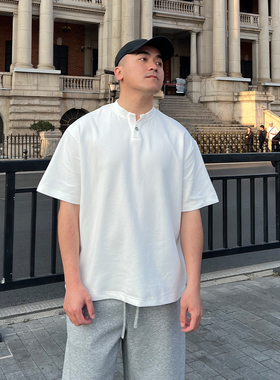 FFMR「小V亨利领老钱风T恤」2026夏季美式硬汉垂感宽松短袖上衣男