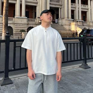 FFMR「小V亨利领老钱风T恤」2026夏季美式硬汉垂感宽松短袖上衣男