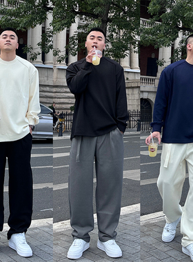 FFMR 竖条纹休闲裤男宽松大码锥形男裤垂感长裤百搭黑色裤子男款