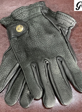 美产包邮野牛皮grifter复古哈雷手套Vespa凯旋印第安骑行全指黑色