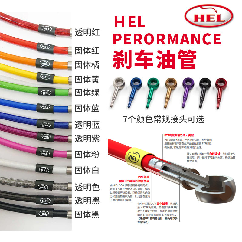 HEL哈雷路王大道公路滑翔路威ST改装PB风高性能彩色刹车油管钢喉