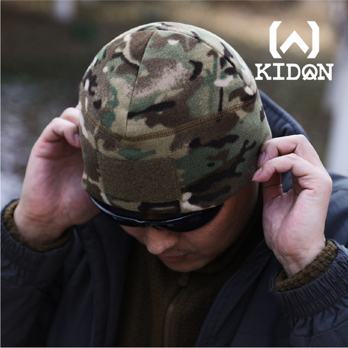 美国KIDON抓绒帽冬季防寒防风骑行登山军迷户外保暖战术迷彩帽子