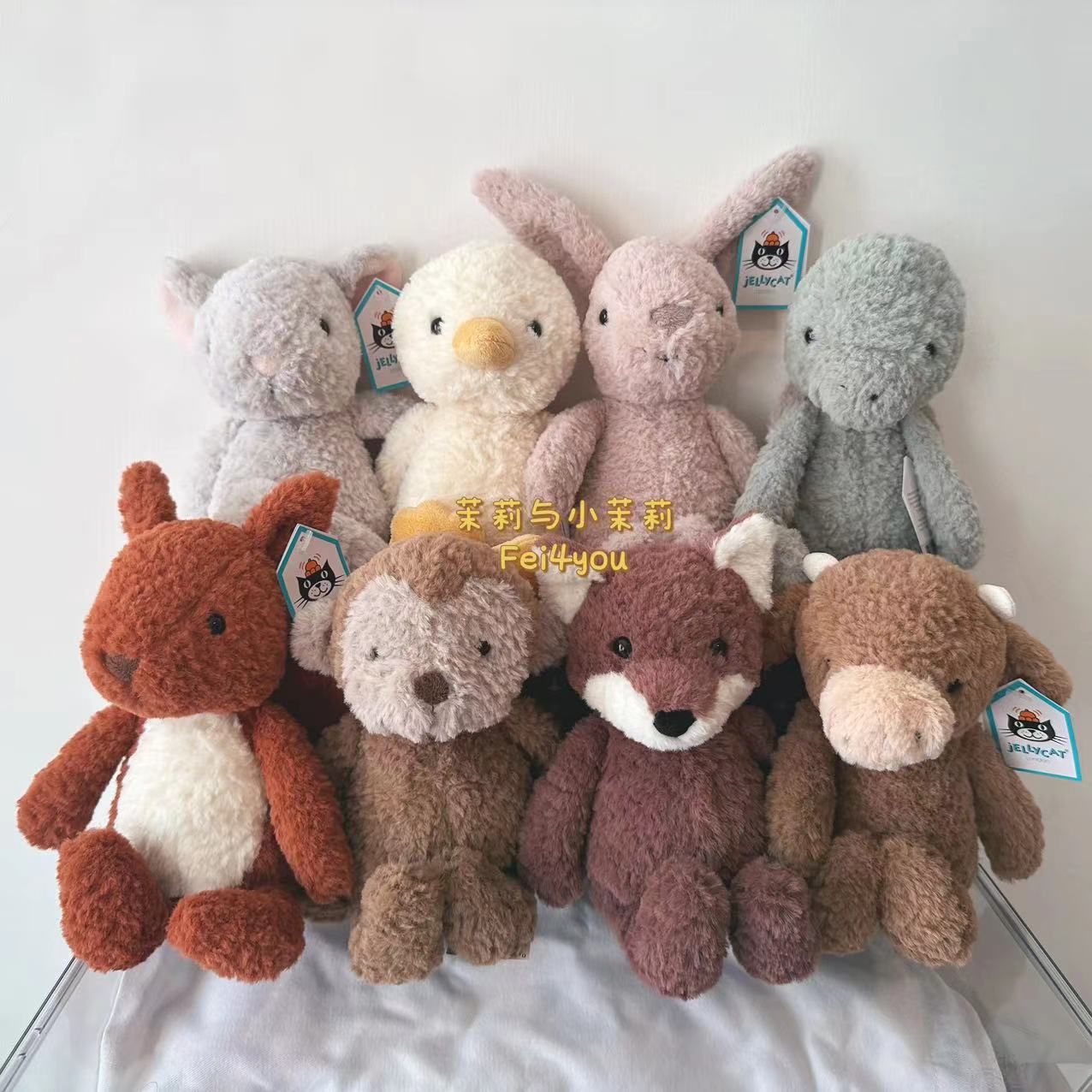 jELLYCAT汤宝塔夫特猴子狐狸鸭子兔子松鼠小猪安抚毛绒公仔玩偶
