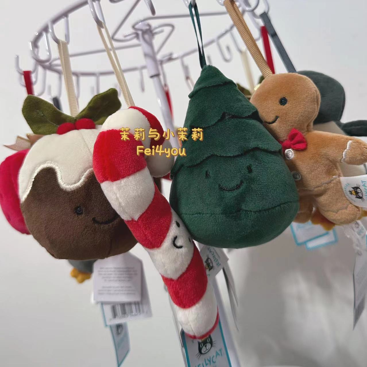 jELLYCAT Festive Folly 圣诞树挂件系列企鹅姜饼人雪人毛绒公仔
