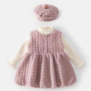 女童连衣裙套装2025新款儿童洋气时髦宝宝韩系童装背心裙公主裙子