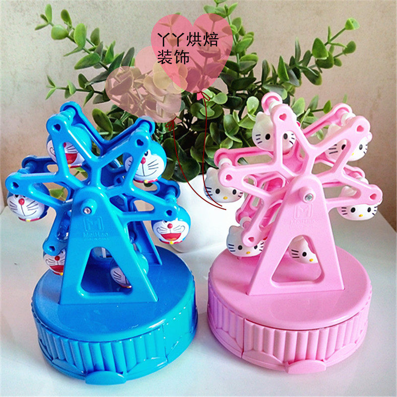 热卖 Kitty猫  哆啦A梦 人偶 卡通旋转摩天轮装饰  音乐盒