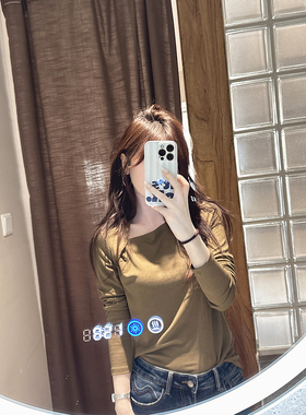 CHIA 小心机设计的斜领气质小女人纯色高弹棉料长袖修身t两色