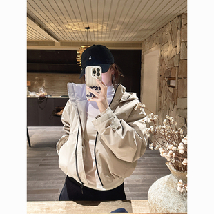 CHIA冬季90白鸭绒羽绒服户外工装款气质连帽保暖外套两色