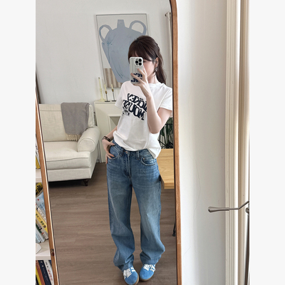 直筒长裤毛边牛仔裤帅气