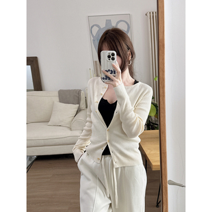 CHIA 春季巨耐看高智感奶油杏巨gao级色调抬气质bi入天丝汉麻针织
